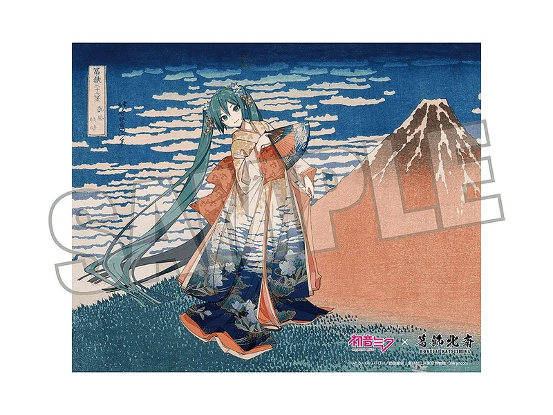 Presence CO., LTD. Hatsune Miku x Katsushika Hokusai iXima Canvas Art Fine Wind, Clear Morning - Hatsune Miku