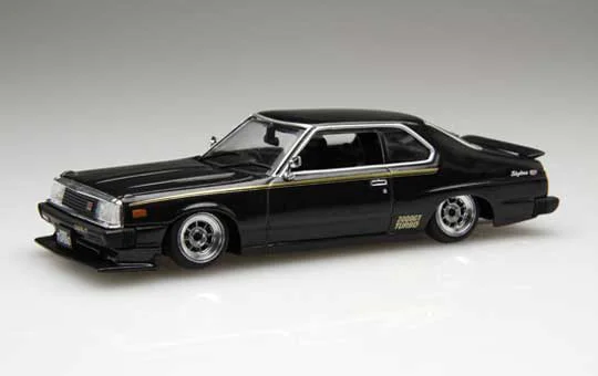 Aoshima DIECAST MODEL CAR: 1/43 SKYLINE HT 2000 TURBO GT-E-S Late Ver. Custom Style (Black) - Scale Kits