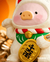 LuLu the Piggy - 18cm Wood-Carving Maneki Lu (Calico Cat) 4