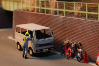 1/80 Scale Paper kit Town Corner Accessory Series kei van(white/blue/silver) 8