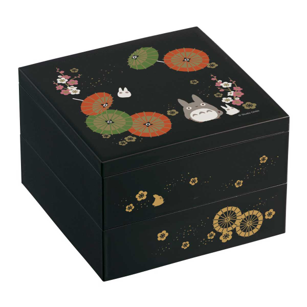 Totoro Traditional Japanese Lacquer Ware 2 Tier Bento Box