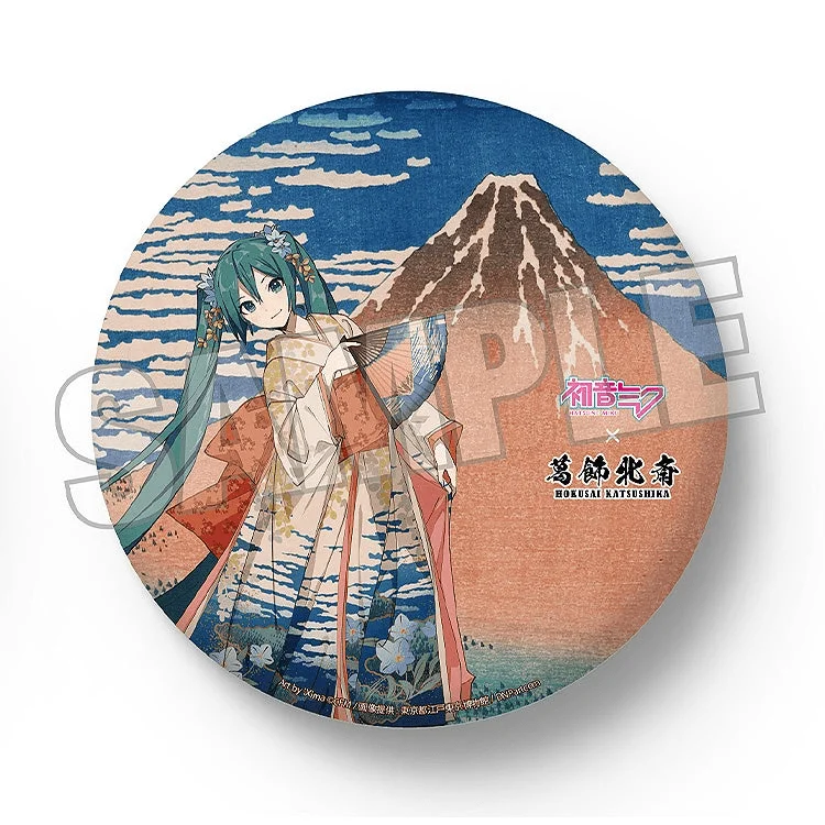 Presence CO., LTD. Hatsune Miku x Katsushika Hokusai iXima Large Pinback Button Fine Wind, Clear Morning - Hatsune Miku