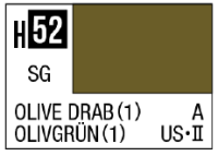 AQUEOUS HOBBY COLOR - H52 SEMI-GLOSS OLIVE DRAB(1) (USAF/ARMY AIRCRAFT) 1