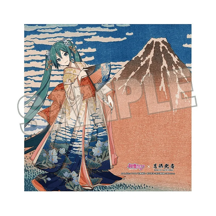Presence CO., LTD. Hatsune Miku x Katsushika Hokusai iXima Hand Towel Fine Wind, Clear Morning - Hatsune Miku