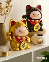 TOYZEROPLUS LuLu the Piggy - 18cm Wood-Carving Maneki Lu (Black Cat) - LuLu The Piggy - photo 8