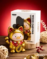 TOYZEROPLUS LuLu the Piggy - 18cm Wood-Carving Maneki Lu (Golden Cat) - LuLu The Piggy - photo 5