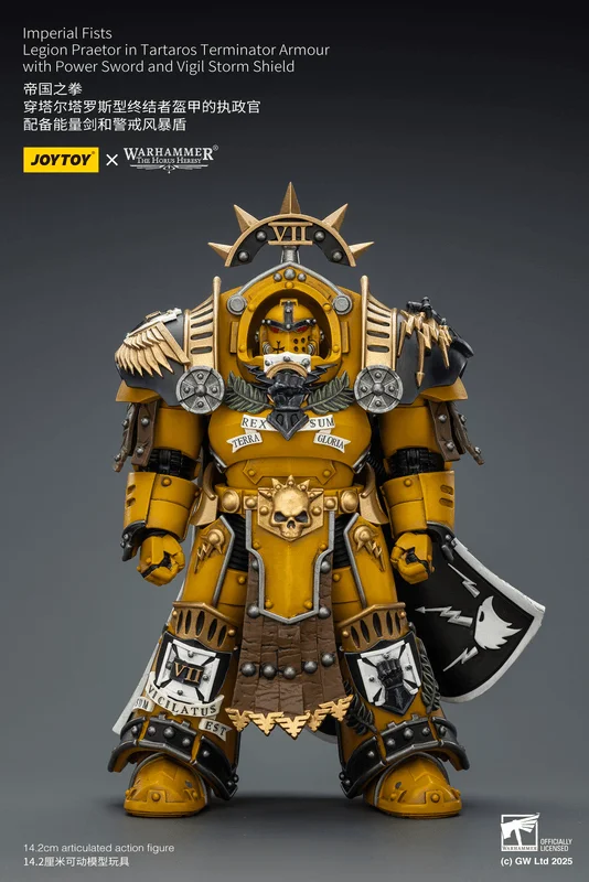 JOYTOY Imperial Fists Legion Praetor in Tartaros Terminator Armour with Power Sword and Vigil Storm Shield - Warhammer 40K