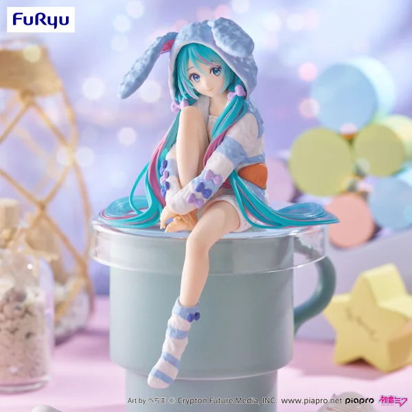 FuRyu Hatsune Miku Noodle Stopper Figure -Rabbit Ear Hood Pajama Blue Color ver.- - Hatsune Miku