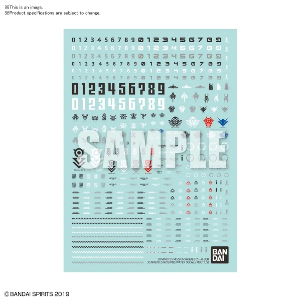 BANDAI HOBBY 30 MINUTES MISSIONS WATER DECALS MULTIUSE 1 - 30 Minutes Missions (30MM)