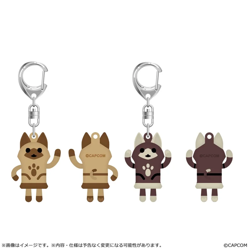 CAPCOM Monster Hunter Wilds rubber keychain Dancing White Cat/Dancing Black Cat set - Monster Hunter