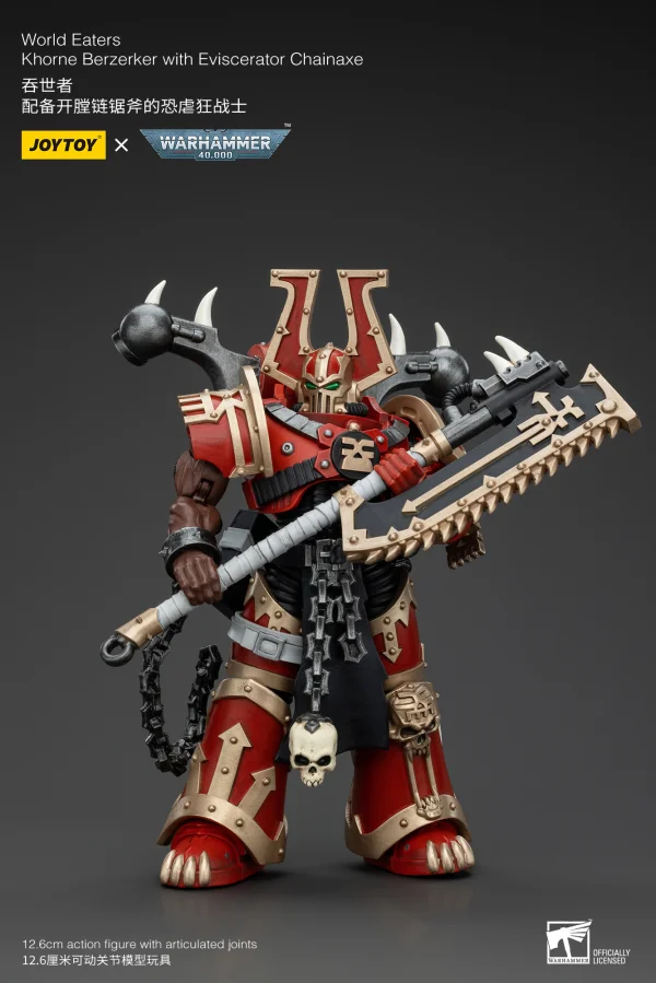 JOYTOY World Eaters Khorne Berzerker with Eviscerator Chainaxe - Warhammer 40K