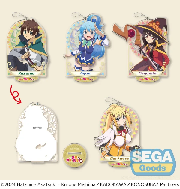 SEGA "KONOSUBA -God's blessing on this wonderful world! 3" Clear Keychain With Stand (EX) - KONOSUBA -God's Blessing on This Wonderful World!