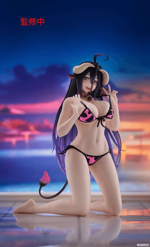 TAITO Overlord Desktop Cute Figure - Albedo (Cow-Print Swimsuit Ver.) Renewal - Overlord