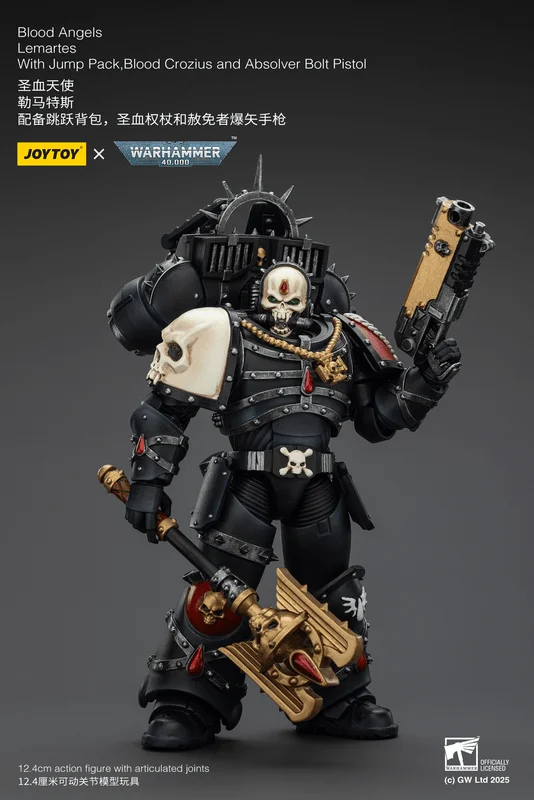 JOYTOY Blood Angels Lemartes With Jump Pack,Blood Crozius and Absolver Bolt Pistol - Warhammer 40K