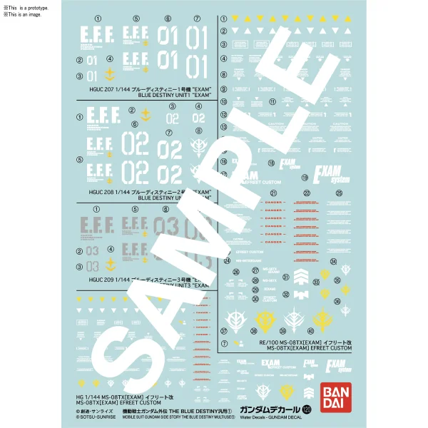 BANDAI HOBBY Gundam Decal 120 - Mobile Suit Gundam Side Story The Blue Destiny Multiuse 1 - Kit Accessories