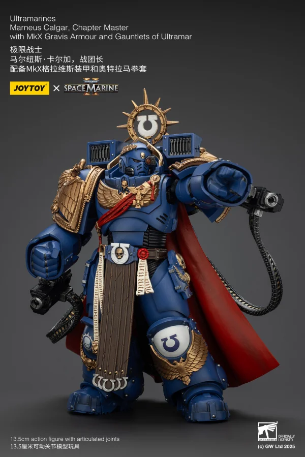 JOYTOY Ultramarines Marneus Calgar, Chapter Master with MKX Gravis Armour and Gauntlets of Ultramar - Warhammer 40K