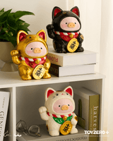 LuLu the Piggy - 18cm Wood-Carving Maneki Lu (Golden Cat) 9
