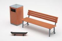 [FA10] 1:12 PARK BENCH & TRASH CAN 2