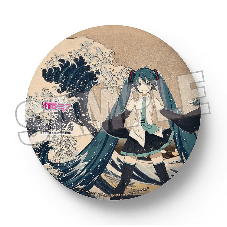 Hatsune Miku x Katsushika Hokusai iXima Large Pinback Button The Great Wave off Kanagawa