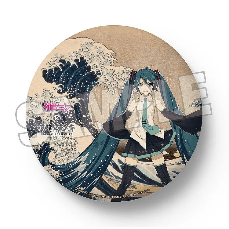 Presence CO., LTD. Hatsune Miku x Katsushika Hokusai iXima Large Pinback Button The Great Wave off Kanagawa - Hatsune Miku