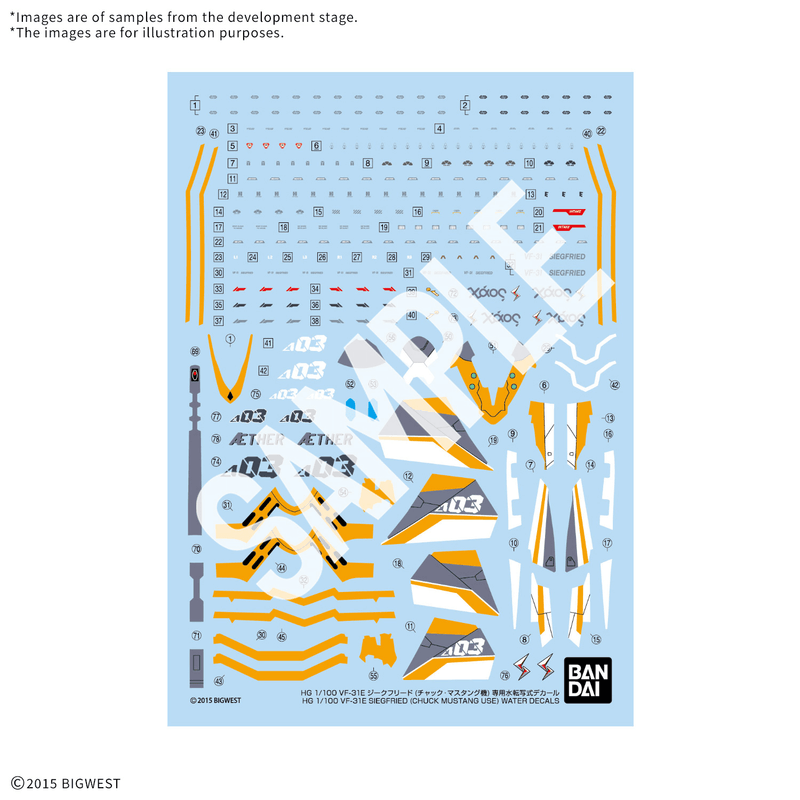 HG 1/100 VF-31E SIEGFRIED (CHUCK MUSTANG USE) WATER DECALS