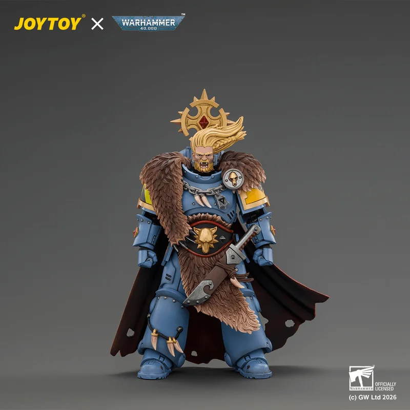 JOYTOY Space Wolves Wolf Guard Battle Leader with Master-crafted Power Weapon, Storm Shield, Thunder Hammer,Master-crafted Heavy Bolt Pistol, and Plasma Pistol - Warhammer 40K