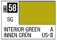 AQUEOUS HOBBY COLOR - H58 SEMI-GLOSS INTERIOR GREEN (USARMY/NAVYAIRCRAFT) 1