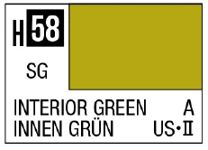 GSI Creos AQUEOUS HOBBY COLOR - H58 SEMI-GLOSS INTERIOR GREEN (USARMY/NAVYAIRCRAFT)