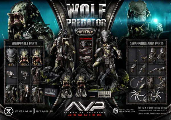 Prime 1 Studio Real Elite Masterline Aliens vs. Predator: Requiem Wolf Predator Deluxe Version - Alien (Movie Franchise)