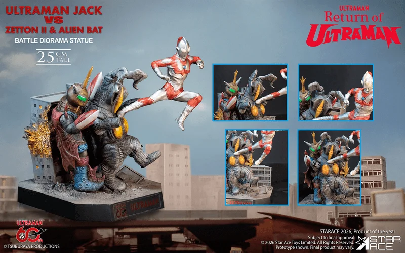 Star Ace ULTRAMAN 60TH ANNIVERSARY Ultraman Jack vs Zetton II & Alien Bat Battle scene diorama resin statue - Ultraman