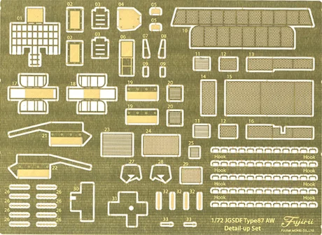 Fujimi [Mi-201] 1/72 Genuine Photo-Etched Parts for JGSDF Type 87 Self-propelled Anti-aircraft Gun - Kit Accessories