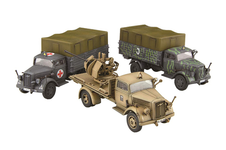 [Mi-21] 1/72 German 3ton Truck (Camouflaged/Medical Van/Antiaircraft Ring Mount)