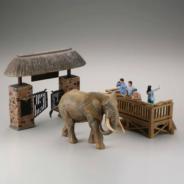 [KAIYODO] [UNPAINTED] ARTPLA Tourist and African Elephant Set