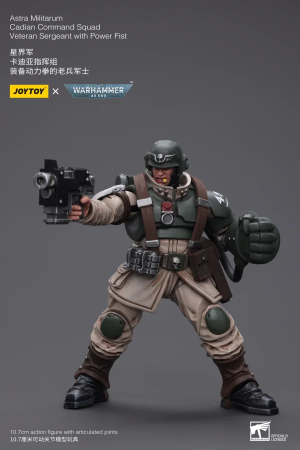 JOYTOY Astra Militarum Cadian Command Squad Veteran Sergeant with Power Fist - Warhammer 40K