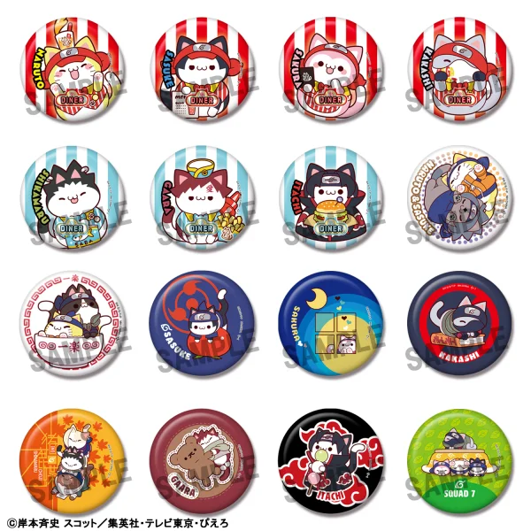 MEGA CAT PROJECT NARUTO Nyaruto! Metal Badge Collection (16pc per box)