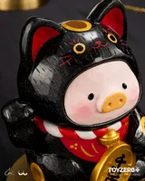 TOYZEROPLUS LuLu the Piggy - 18cm Wood-Carving Maneki Lu (Black Cat) - LuLu The Piggy - photo 3