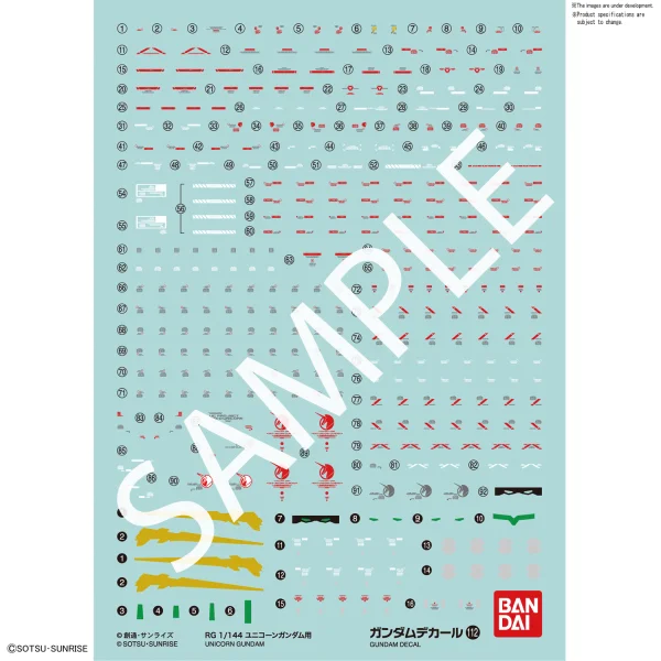 BANDAI HOBBY Gundam Decal 112 - RG 1/144 Unicorn Gundam - Mobile Suit Gundam Unicorn / Narrative