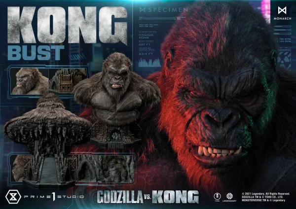 Prime 1 Studio Life Size Bust Godzilla vs Kong (Film) Kong - Godzilla