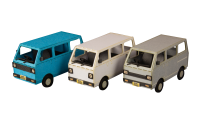 1/80 Scale Paper kit Town Corner Accessory Series kei van(white/blue/silver) 2