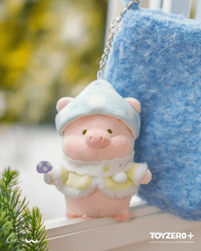 TOYZEROPLUS LuLu the Piggy Winter Series - Mushroom Elf Lu Plush Keychain - LuLu The Piggy