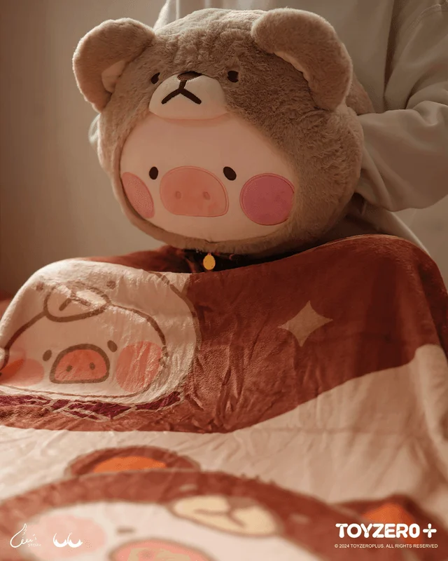 TOYZEROPLUS LuLu the Piggy - Teddy LuLu Hand Warmer Cushion + Blanket - LuLu The Piggy