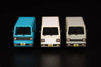 1/80 Scale Paper kit Town Corner Accessory Series kei van(white/blue/silver) 3