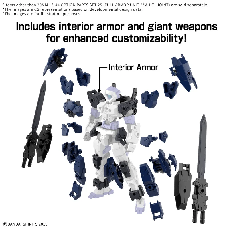 BANDAI HOBBY 30MM 1/144 OPTION PARTS SET 25 (FULL ARMOR UNIT 3/MULTI-JOINT) - 30 Minutes Missions (30MM)