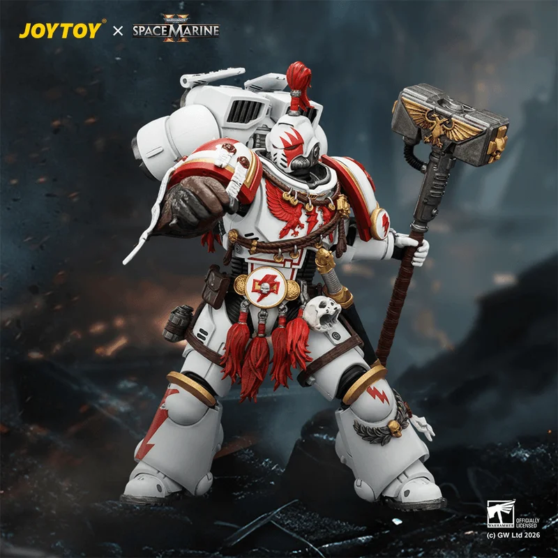 JOYTOY Game Edition White Scars Assault Intercessor Champion with Thunder Hammer and Bolt Pistol - Warhammer 40K