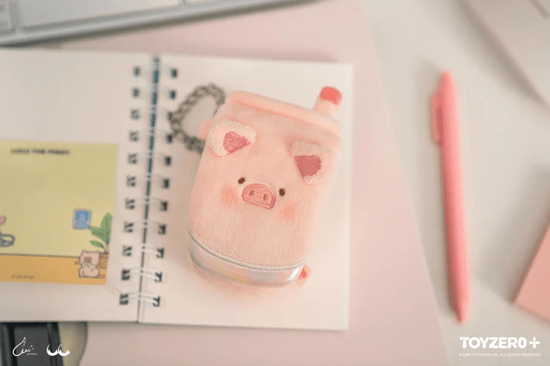 TOYZEROPLUS LuLu the Piggy Office Series - LuLu's Phone Plush Mirror Keychain - LuLu The Piggy